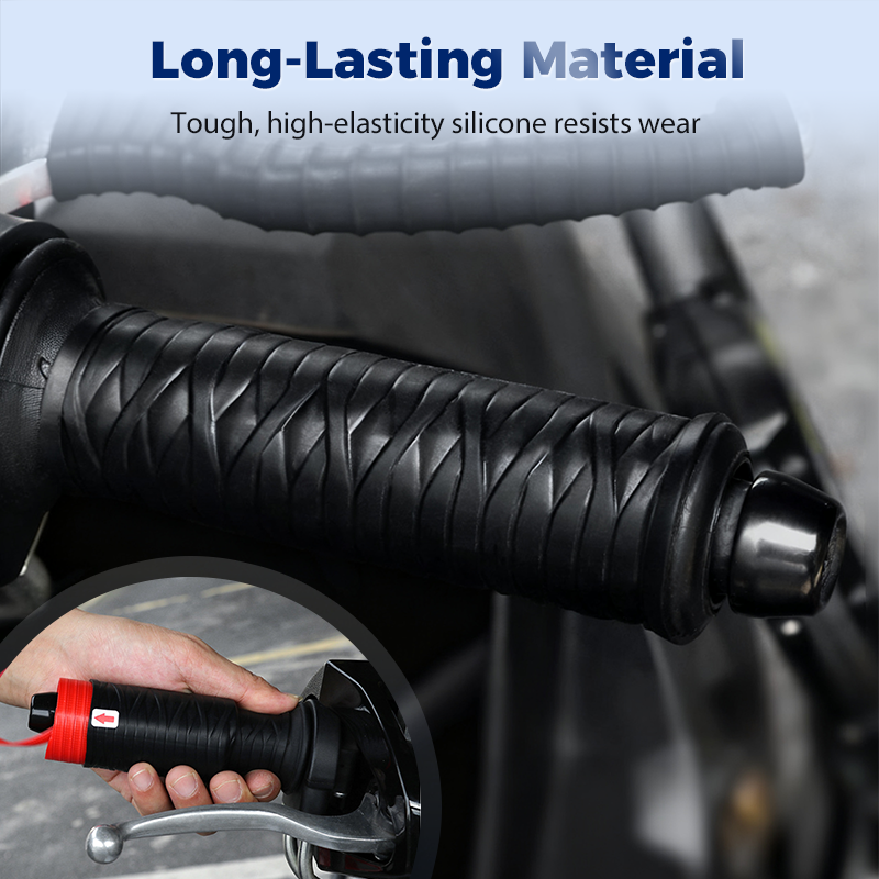 Pair of black silicone handlebar and brake lever grip covers for cars, universal fit, durable and easy to install by Aurenza Shop.