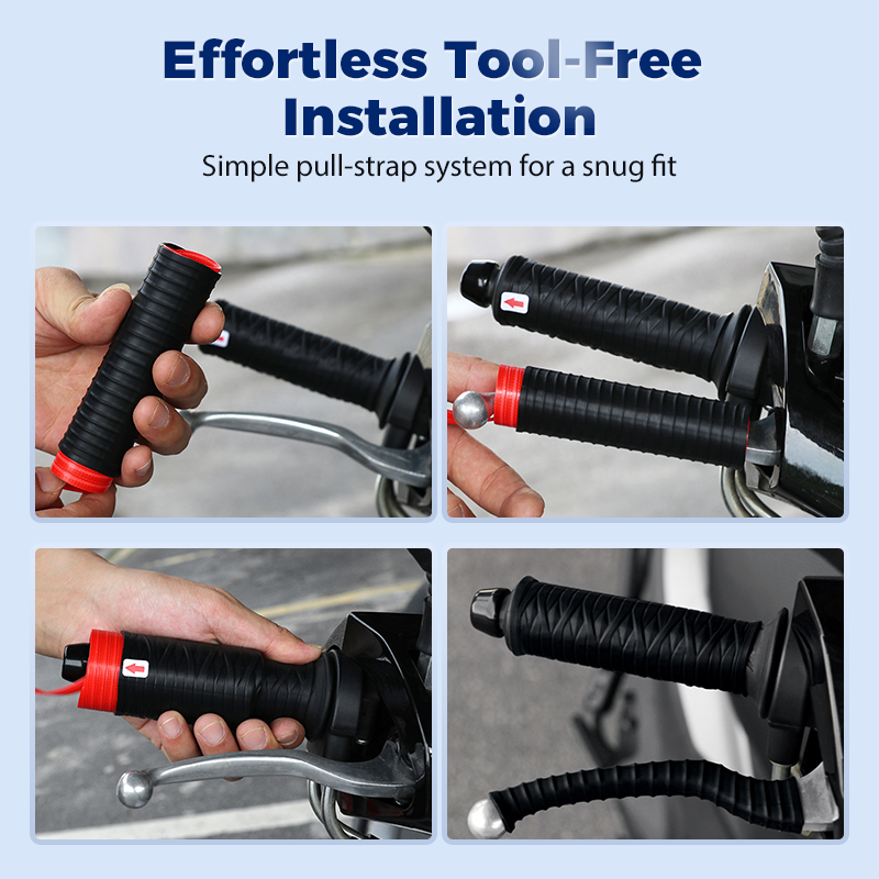 Pair of black universal silicone handlebar and brake lever grip covers for cars, designed for easy installation and enhanced grip.