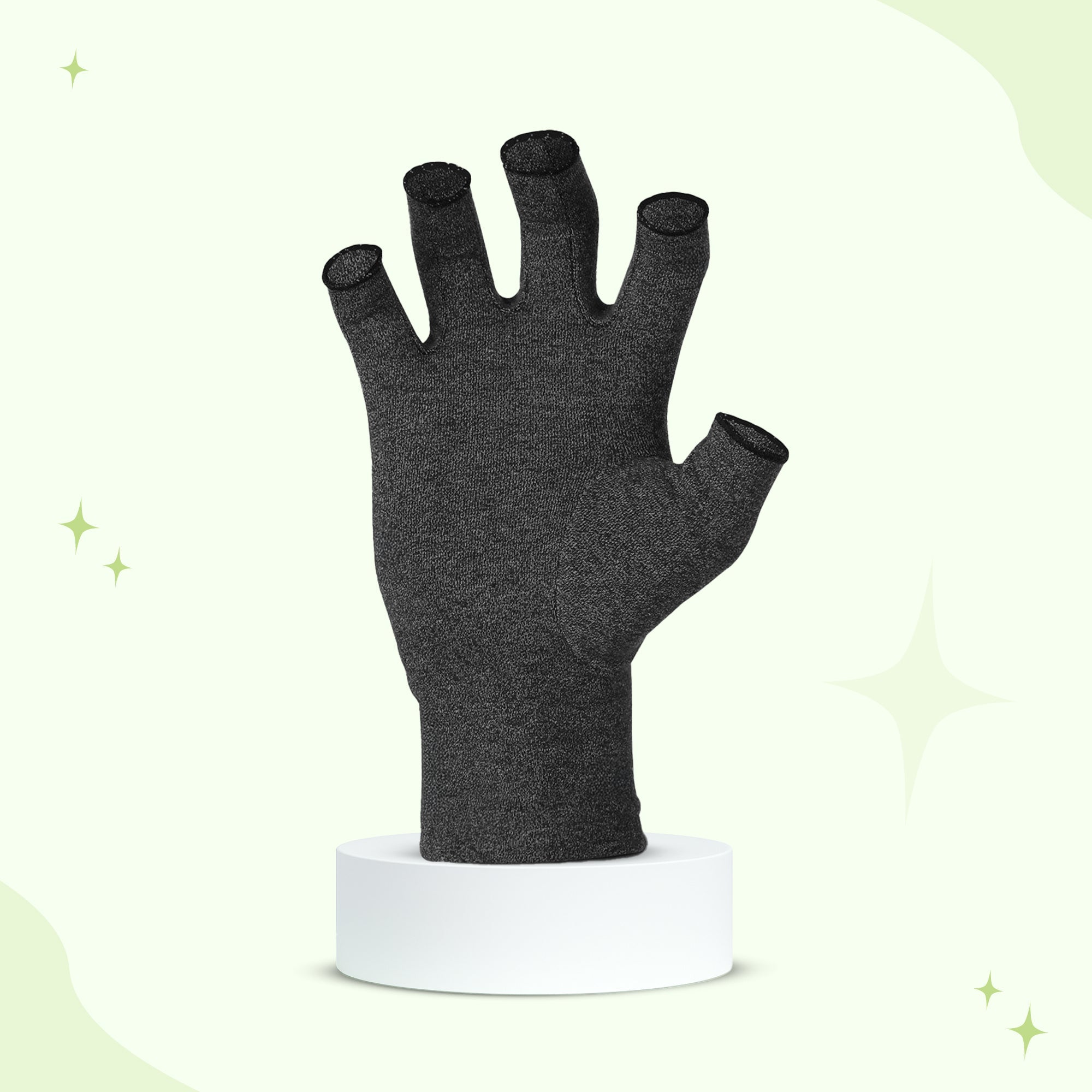 Black Aurenza Shop compression gloves with small size, designed to reduce discomfort and promote relaxation in the hands.