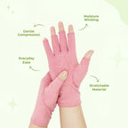 Black compression gloves by Aurenza Shop with 8-inch knuckles, designed to help with hand discomfort and promote relaxation.