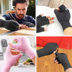 Black Aurenza Shop compression gloves fitting snugly on hands, designed to ease discomfort and promote relaxation.