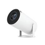 Aurenza PortaView360 Pro Ultra HD portable projector with lens, buttons, and compact design for versatile projection.