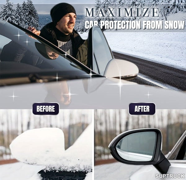 Lafuwi™ DefrosterX electromagnetic car snow removal device on a vehicle, designed for quick ice and snow clearing.