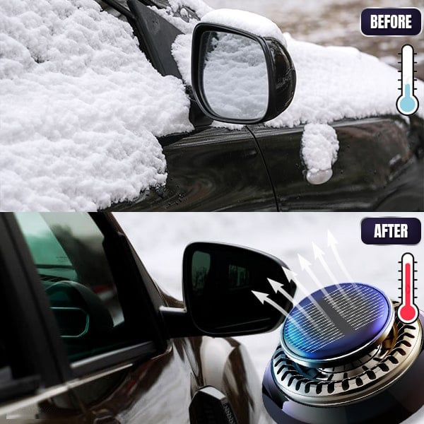 Lafuwi™ DefrosterX electromagnetic car snow removal device on a vehicle, designed for quick ice and snow clearance.