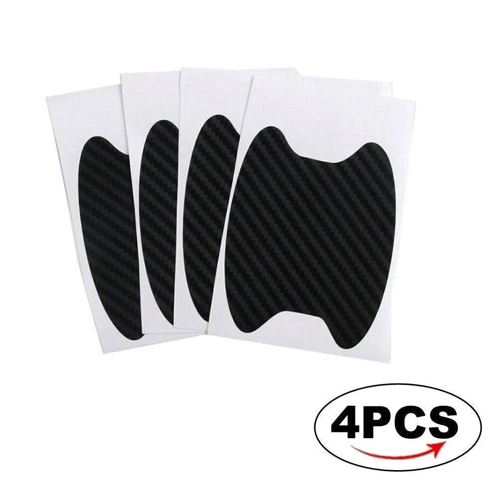 Aurenza Shop 4-pack carbon fiber door handle protectors for cars, anti-scratch film with a sleek, textured carbon fiber finish.