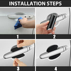Set of four Aurenza Shop carbon fiber door handle protector films, anti-scratch stickers for car door handle protection.