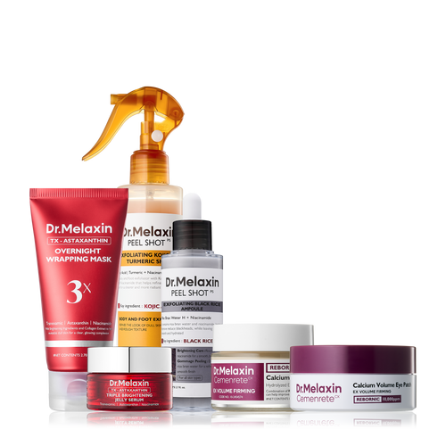 Aurenza Shop All Day Radiance Boost Set featuring skincare bottles and jars for glowing, refreshed skin.