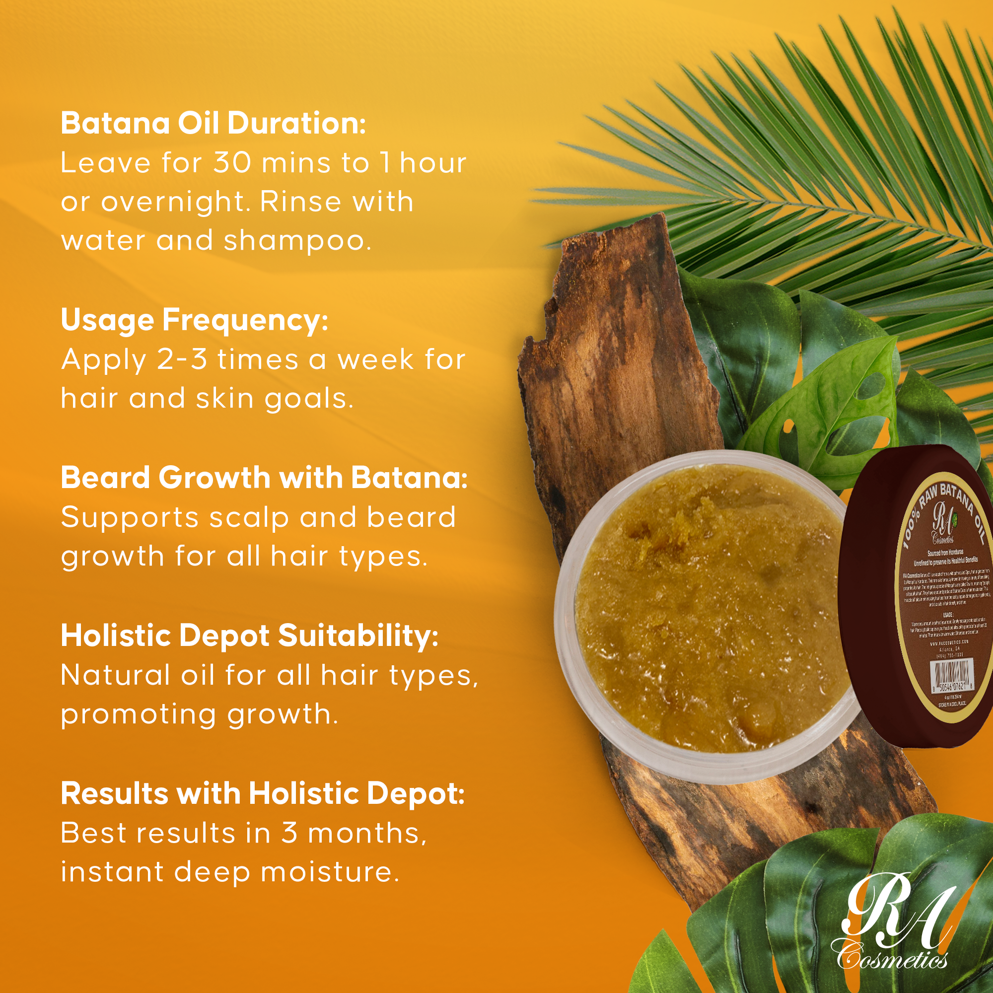 Aurenza Shop Batana Hair Oil bottle with label, displayed on a plain background, highlighting natural hair care product.