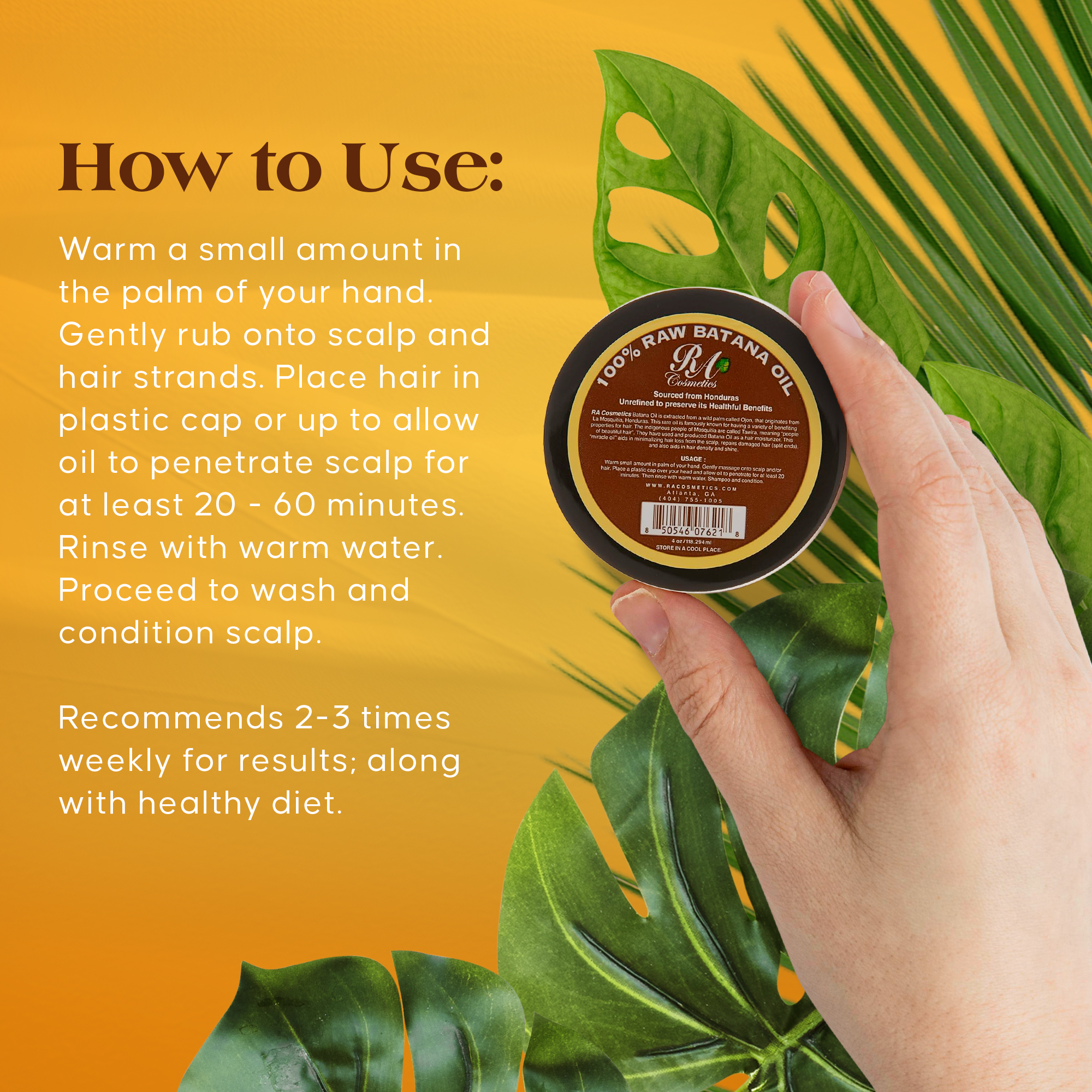 Aurenza Shop Batana Hair Oil bottle with label, display of natural hair care product for healthy, shiny hair