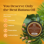 Aurenza Shop Batana Hair Oil bottle displayed on a neutral background, highlighting natural hair care ingredients.