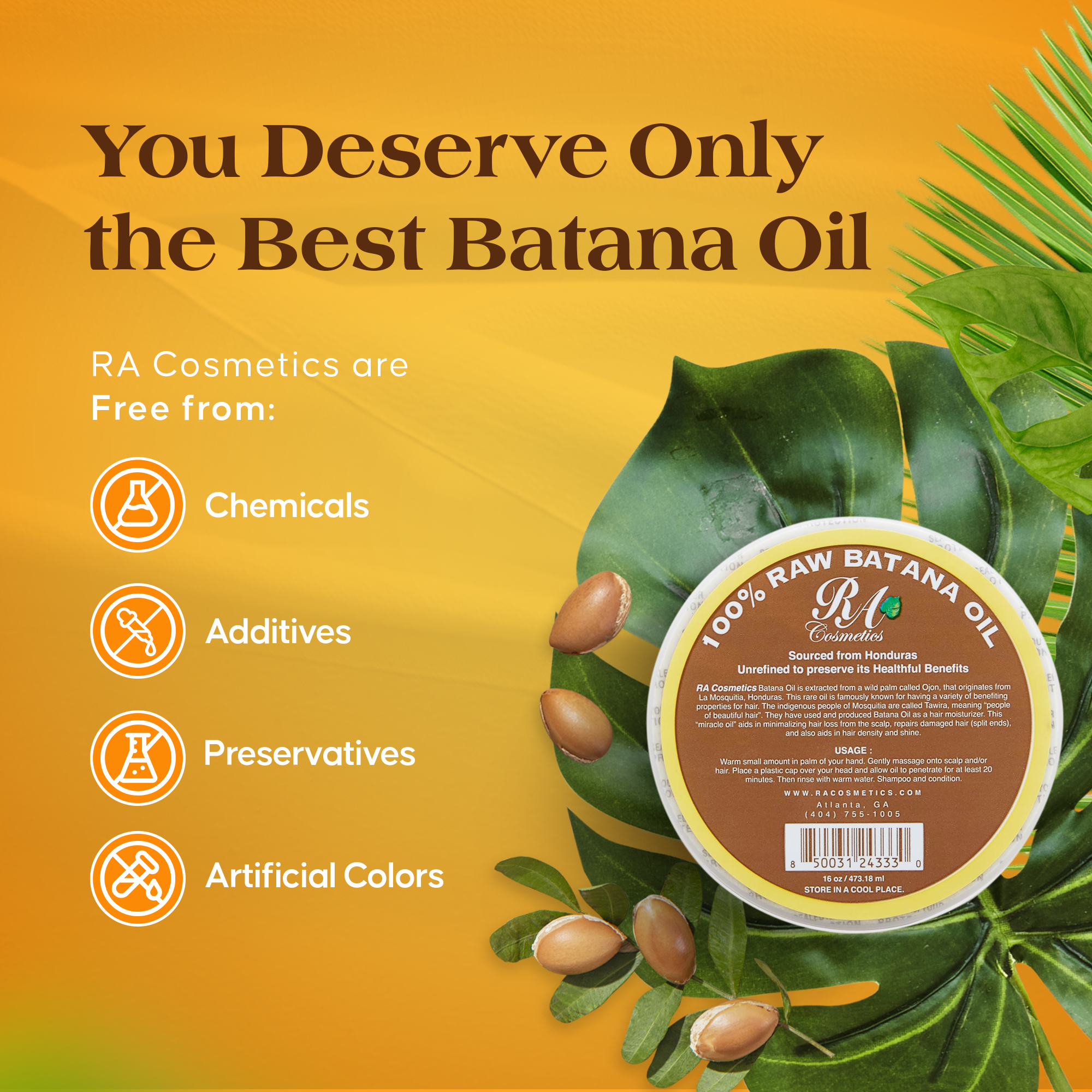 Aurenza Shop Batana Hair Oil bottle with label, showcasing natural hair care product for nourishing and revitalizing hair.