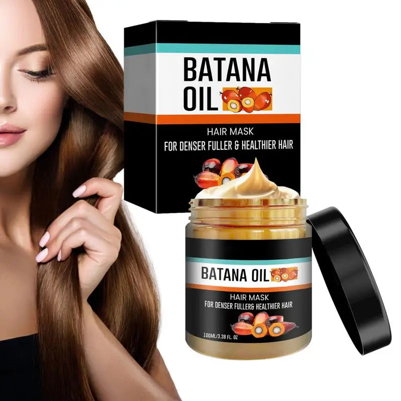 Aurenza Shop Batana Hair Revival Cream jar with label, showing the product in a sleek container for hair care nourishment.