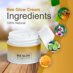Aurenza Bee Glow Anti-Aging Cream jar with gold and white packaging, showcasing a luxurious skincare product for youthful skin.