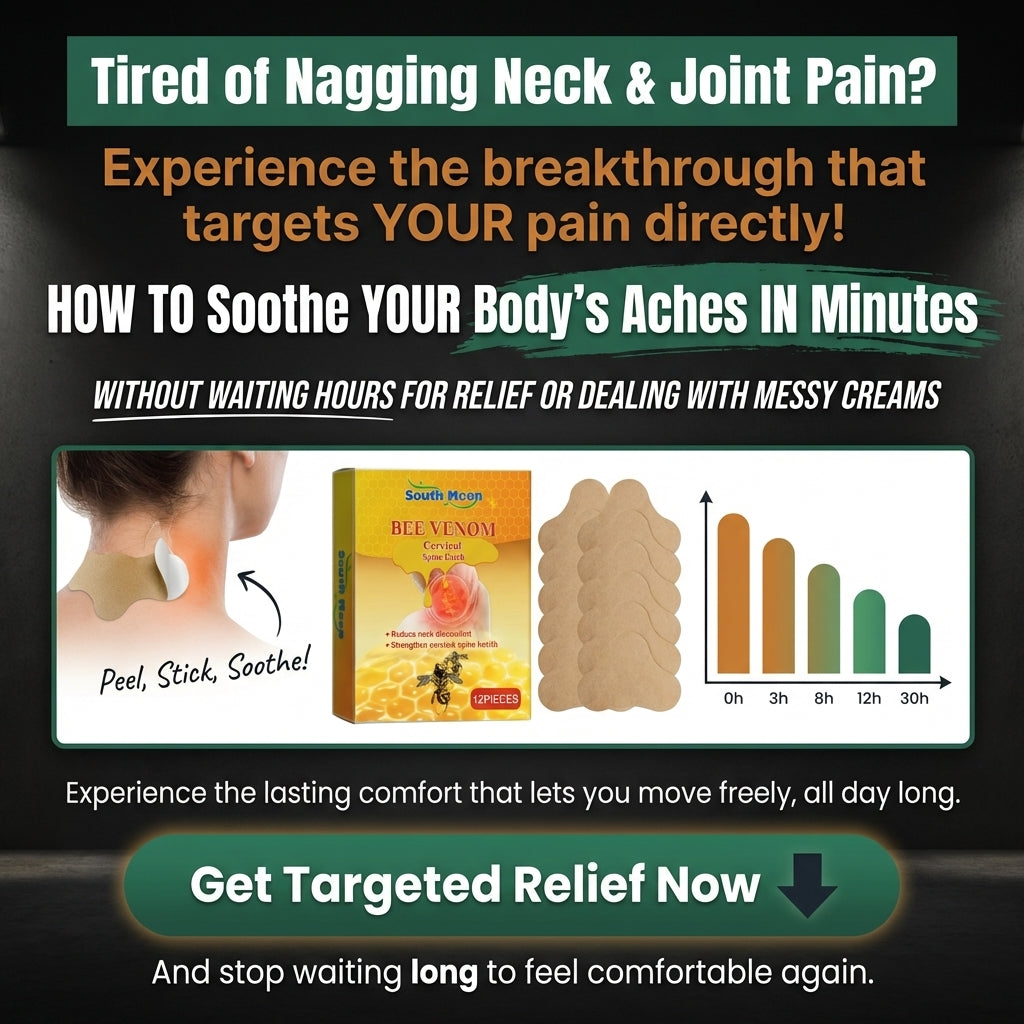 Aurenza Shop bee venom cervical spine relief patches for neck and back, showing adhesive patches designed for pain relief.