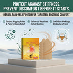 Aurenza Bee Venom Cervical Spine Relief Patches for neck and back, shown applied to a person's upper neck area for pain relief.
