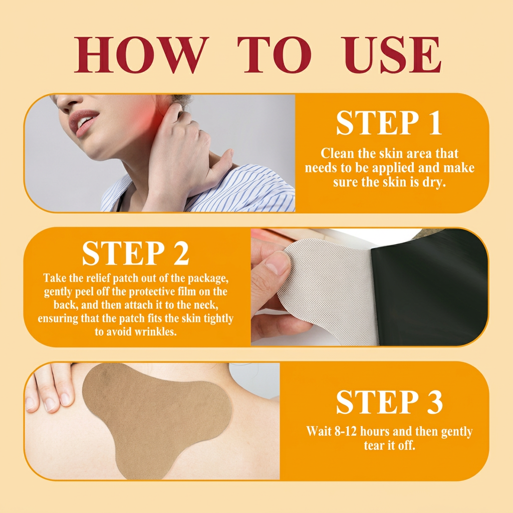 Aurenza Shop Bee Venom Cervical Spine Relief Patches on a white background, designed for neck and back pain relief.