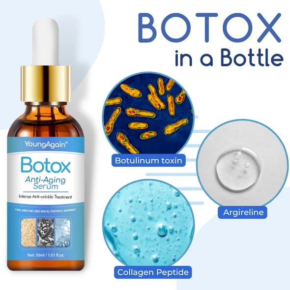 Aurenza Shop Botox Face Serum bottle with sleek packaging, designed to reduce wrinkles and improve skin elasticity.