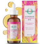 Aurenza Shop Caramela Beauty Cyperus Rotundus Oil bottle for natural hair reduction, 60ml/2oz, with a clear label and dropper cap.