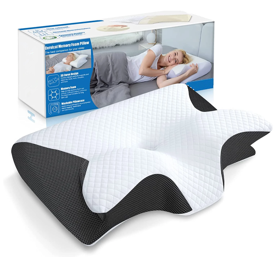 Aurenza Cervical Pillow designed for neck support and comfort, with a contoured shape ideal for restful sleep.