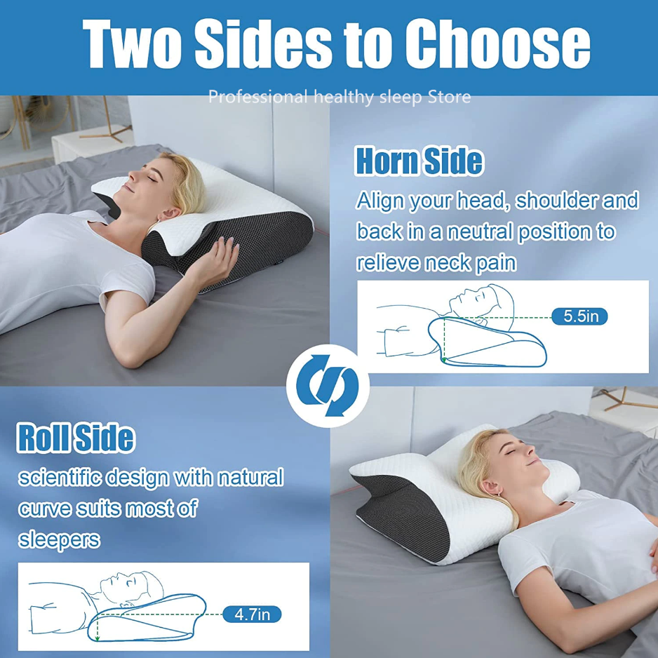 Aurenza Shop Cervical Pillow showcasing ergonomic design for neck support and comfort.