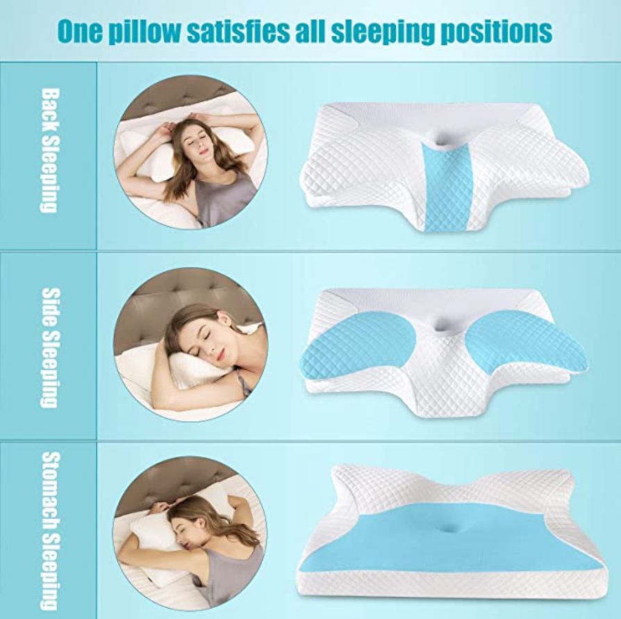 Aurenza Shop Cervical Pillow showing ergonomic design for neck support and comfort.
