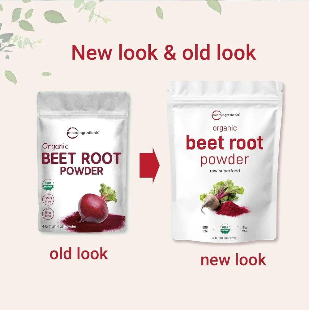 Cold pressed organic beet root powder in a 4lb bag, high concentration, no additives, by Aurenza Shop.