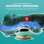 Aurenza ComfortEase lumbar massager with heat function, showing a grey shaped cushion with control buttons for back relief.