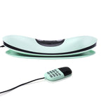 Aurenza ComfortEase Lumbar Massager with heat function, showing a black ergonomic device with control buttons for targeted back relief.