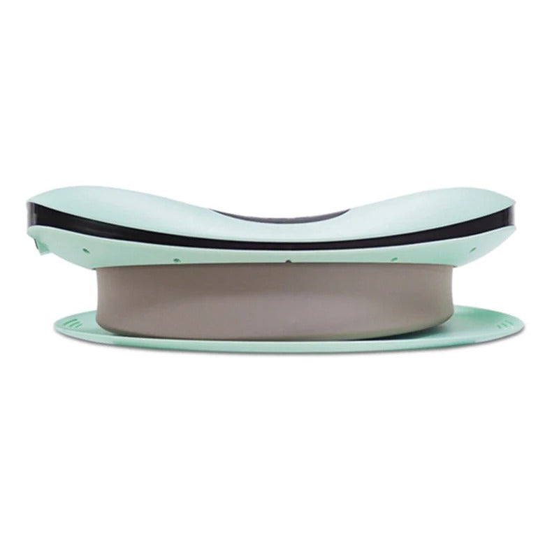 Aurenza ComfortEase lumbar massager with heat feature, shown in use on a person's lower back for soothing relief.