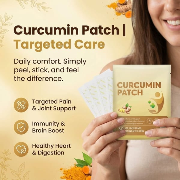 Aurenza Shop Curcumin Body Care Patches for targeted, mess-free daily skin relief, shown on a person’s arm.