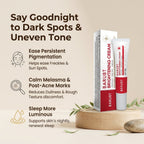 Aurenza Shop dark spot and freckle corrector face cream with niacinamide and vitamin C in a white jar on a neutral background.