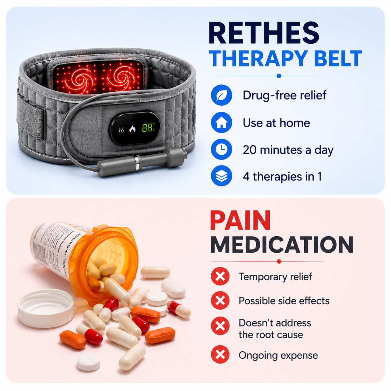Aurenza Shop decompression and heat therapy belt shown in neutral colors, designed for back pain relief and muscle relaxation.