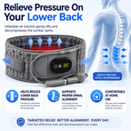 Aurenza Shop decompression and heat therapy belt, shown in use, providing spinal relief and warmth for back pain relief.