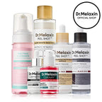 Aurenza Shop Dr. Melaxin Glow Care Set featuring skincare products with brightening and soothing ingredients.
