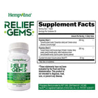 Aurenza Shop Hempvana Relief Gems in a small jar with purple and clear gel capsules for pain relief and soothing relief.