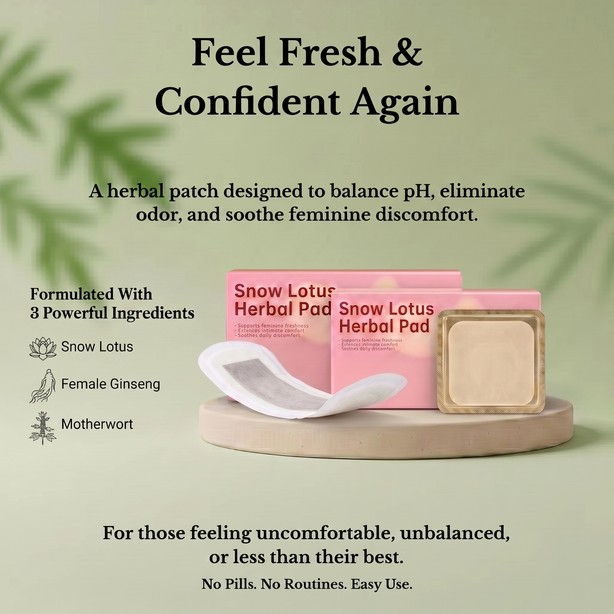 Aurenza Shop herbal steam patch applied to skin, showing the natural herbal ingredients and soothing design for pain relief.