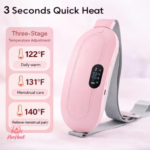 Aurenza HerGo portable heating pad in a neutral color, showing a compact, flexible design ideal for personal heat therapy.