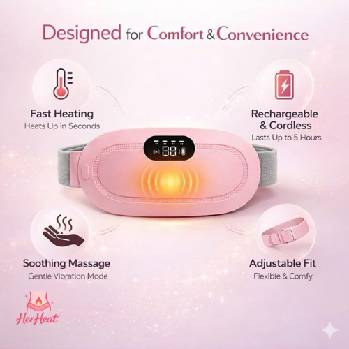 Aurenza HerGo portable heating pad in a soft, flexible design for soothing warmth and pain relief.