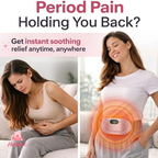 Aurenza HerGo portable heating pad with adjustable control, soft fabric cover, and compact design for on-the-go warmth.