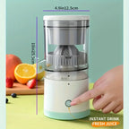 Aurenza Shop JuiceJoy portable juicer with white and silver design, compact and lightweight for fresh juice on the go.