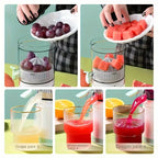 Aurenza Shop JuiceJoy portable juicer in sleek white with a clear container and compact design for easy on-the-go fresh juice.