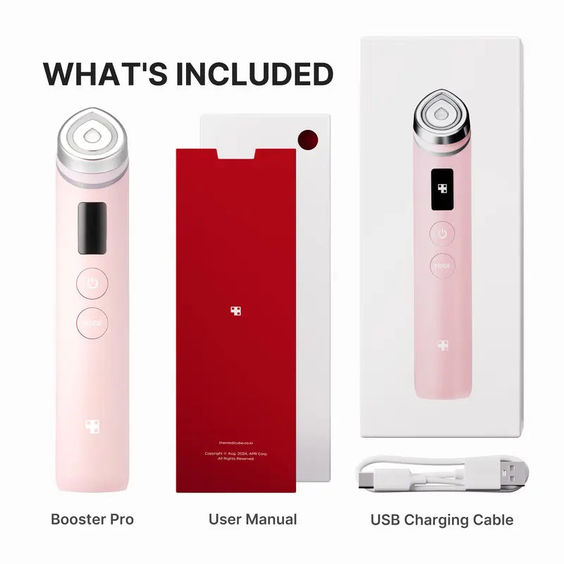 Medicube AGE-R Booster-H K-beauty glow booster device with sleek design, used for facial skin rejuvenation and brightening.