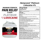 Aurenza Shop Platinum 4% Lidocaine Pain Relief Cream tube with label and cap, designed to relieve localized pain.