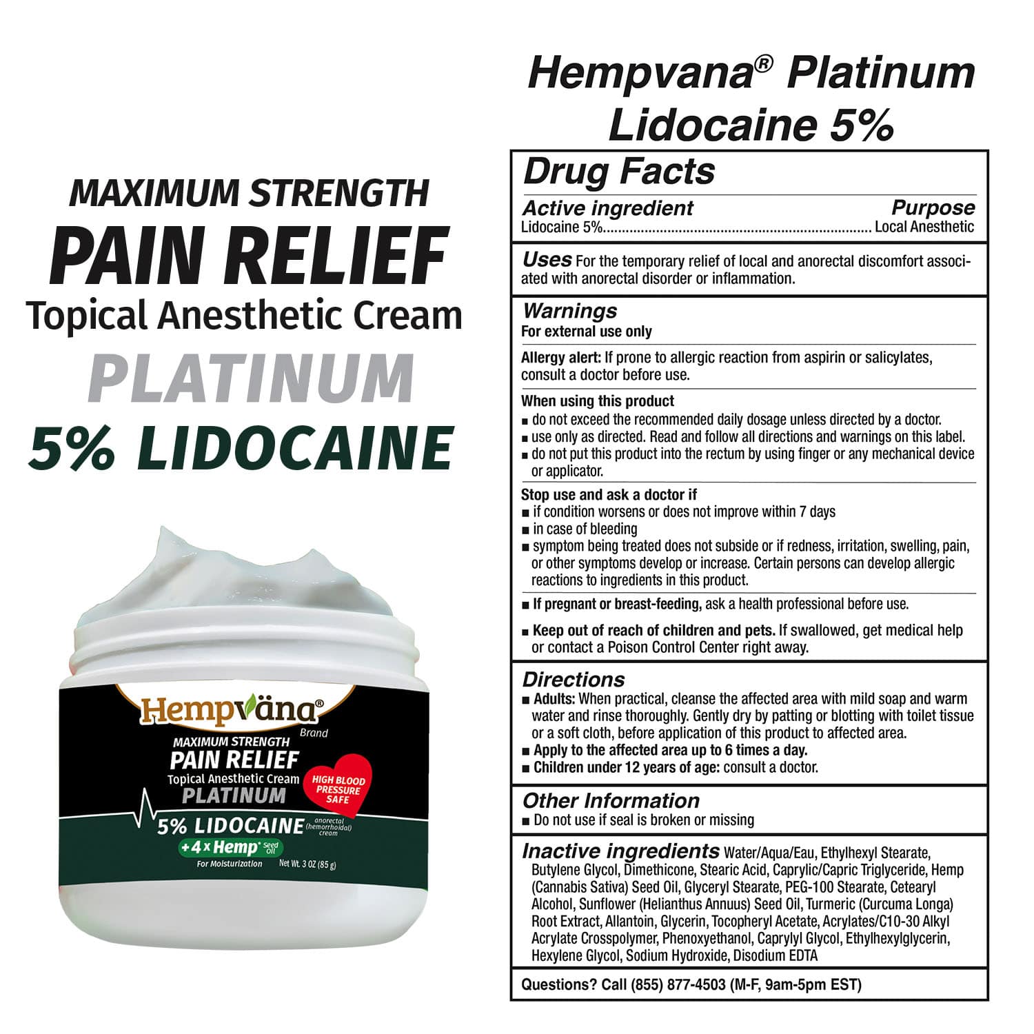 Platinum 5% Lidocaine Anorectal Pain Relief Cream by Aurenza Shop, showing the tube with a white and blue label on a white background.