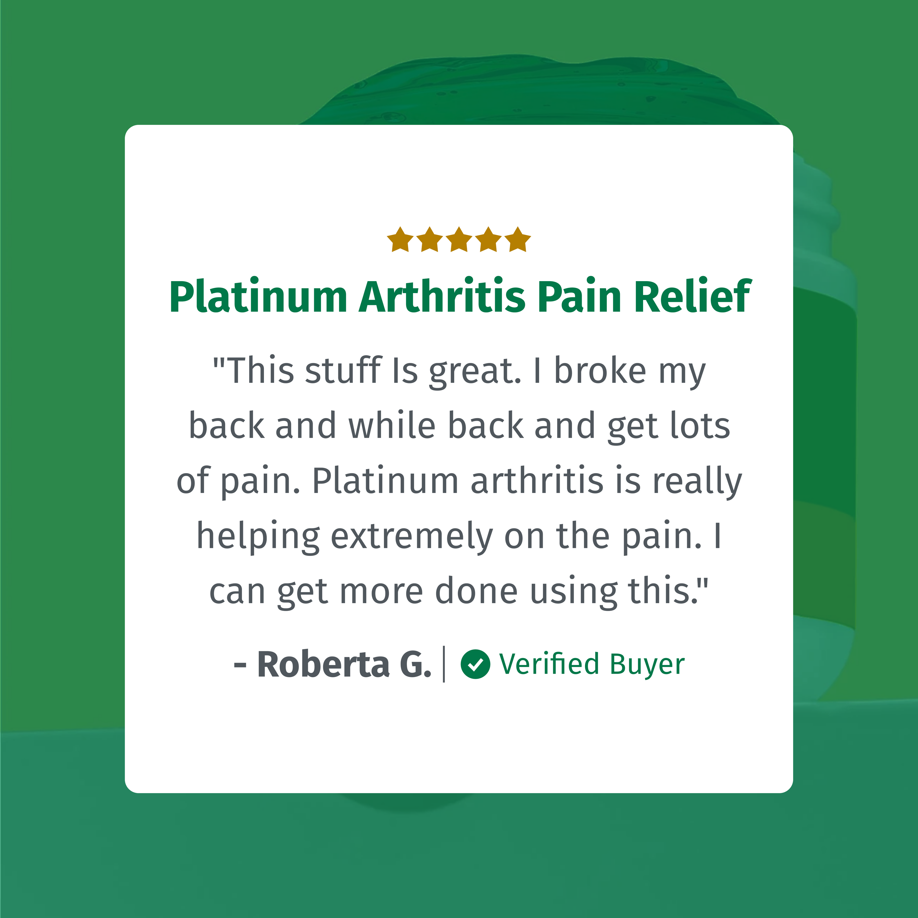 Aurenza Shop Platinum Arthritis Pain Relief Gel tube showing the product label and applicator nozzle.