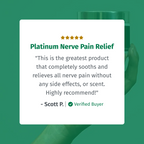 Platinum Nerve Pain Relief Cream by Aurenza Shop, showing the cream tube with branding and product label.