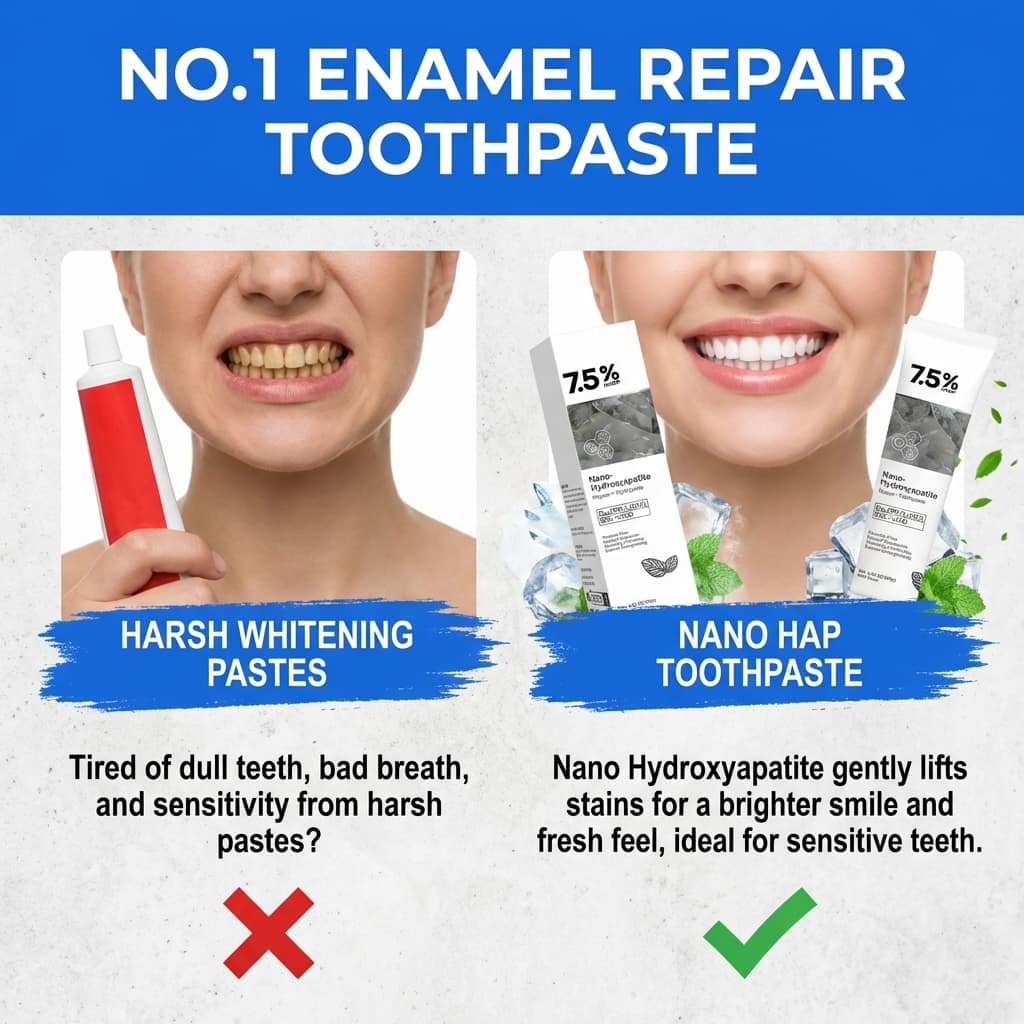 Aurenza Shop natural risen toothpaste for sensitive teeth, showing a tube of toothpaste with fresh mint and whitening ingredients.