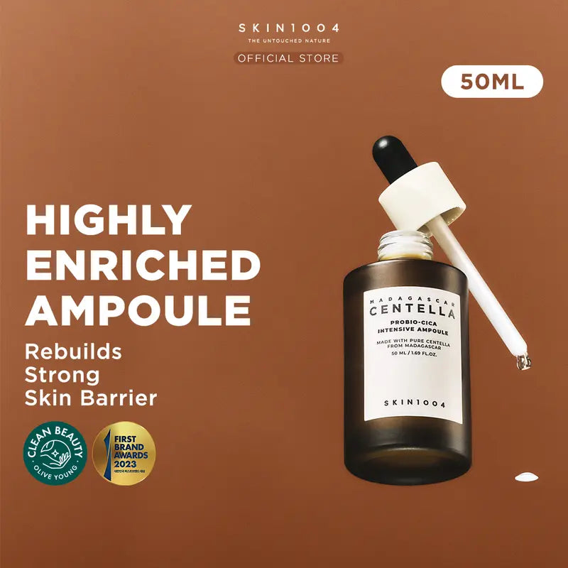 A skincare set featuring SKIN1004 Complete Skin Barrier products with bottles and jars arranged on a neutral background.
