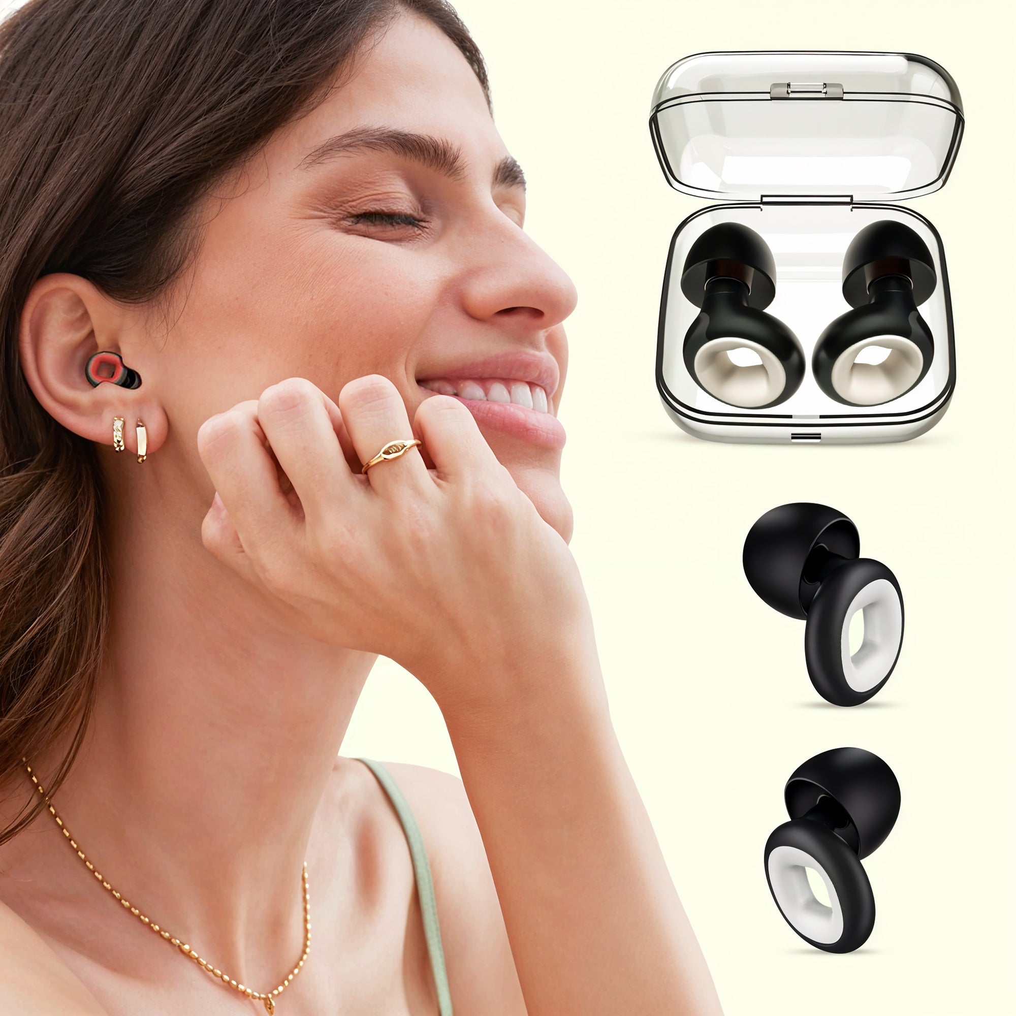 Aurenza Shop Sleep Upgrade Bundle with silk bonnet and snoring noise cancellation plugs for better sleep comfort.