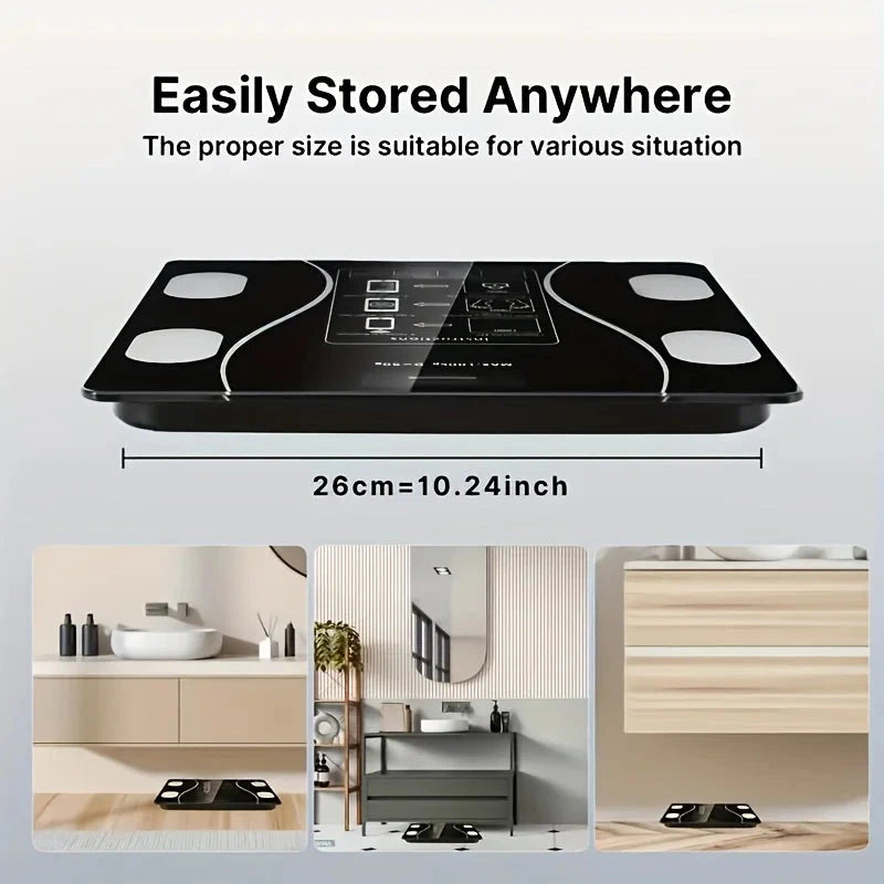 Aurenza Smart Digital Scale with LED display showing weight up to 400 lbs, sleek design for accurate body measurement.